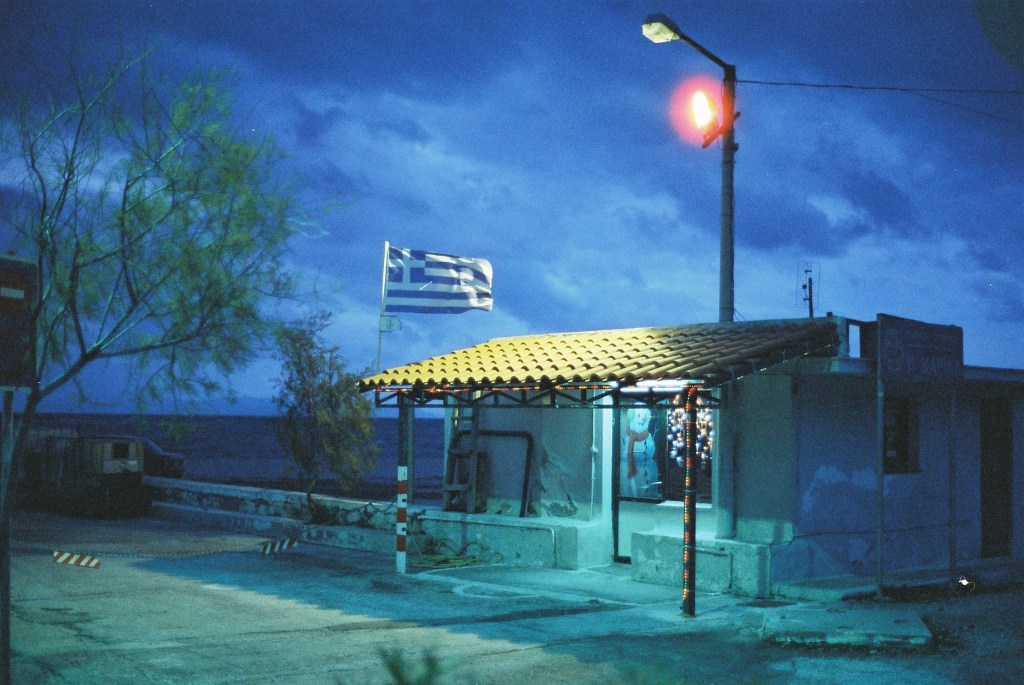 greece blue hour sample photo of great 35mm professional film camera