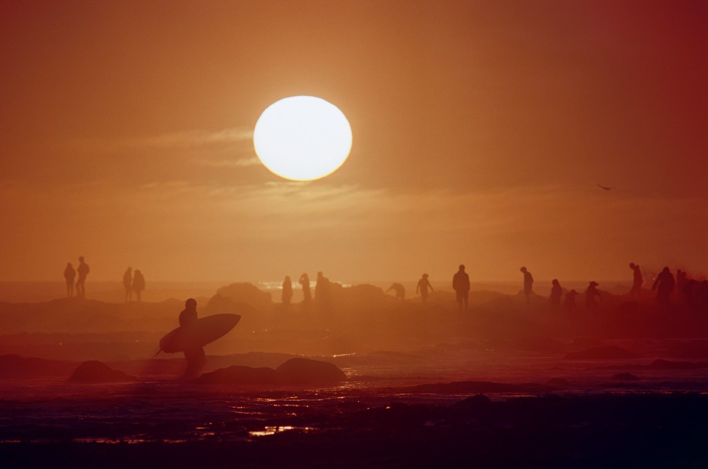 surfer at sunset sample image from high quality film nikon camera