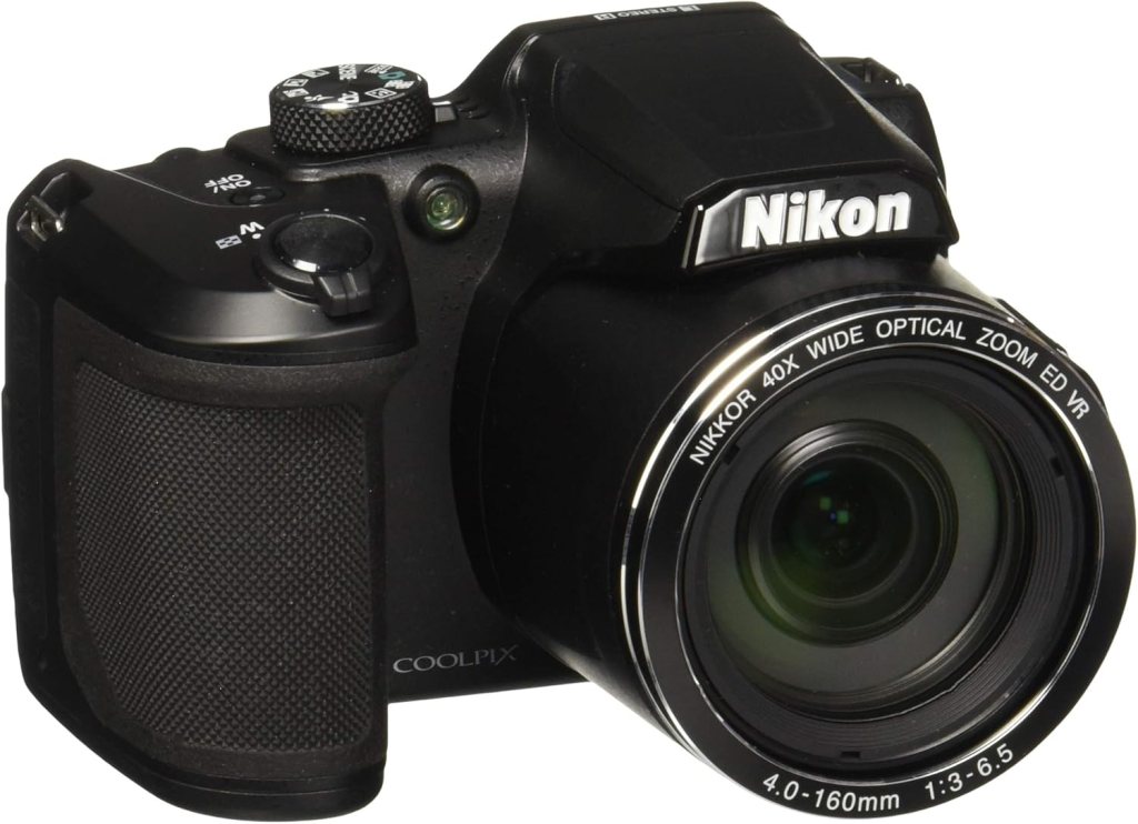 Nikon COOLPIX B500 camera featuring a 40x optical zoom, ergonomic grip, and a sleek black design.