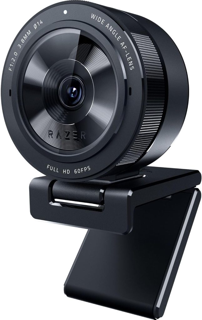 A Razer Kiyo Pro Ultra webcam featuring a wide-angle lens, designed for low-light streaming with high-performance capabilities.