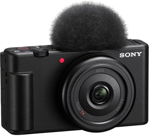 A Sony compact camera featuring a furry microphone on top.