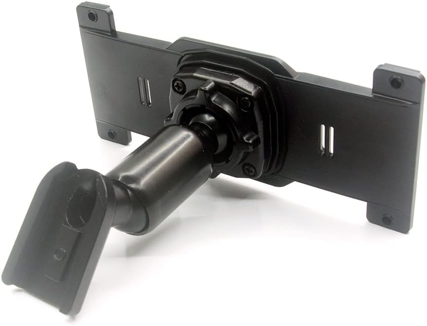 Black adjustable wall mount bracket for displaying monitors or screens.